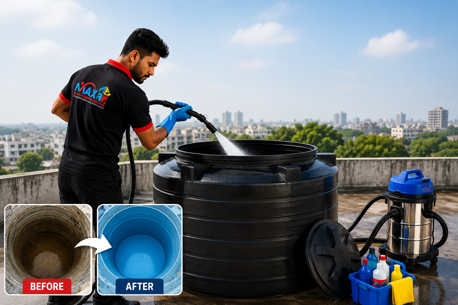 Water tank cleaning - 1,500L Tank